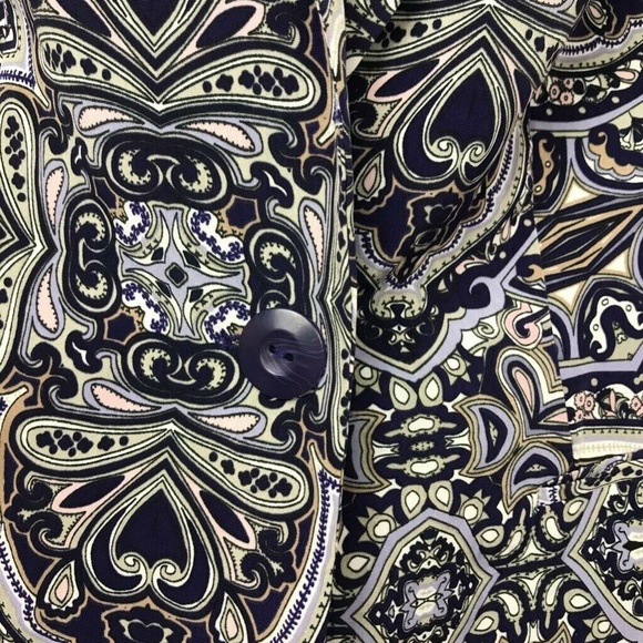 Chicos Suit Jacket Blazer Navy Paisley Sz 0 XS 4 - Picture 3 of 8